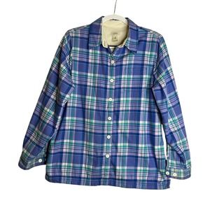 L.L. Bean Women's Plaid Button Up Flannel  Fleece Lined Shirt Cozy Outdoor‎ M